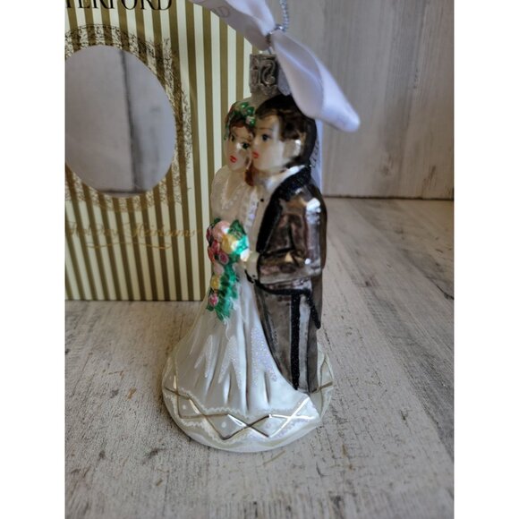 Waterford bride groom blown glass ornament Xmas wedding - Picture 3 of 8